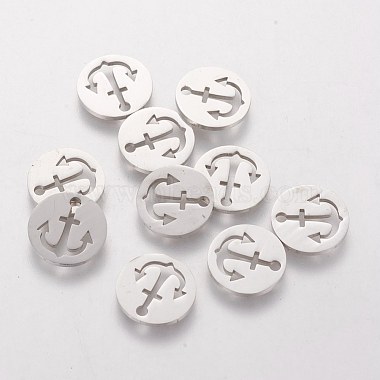 Stainless Steel Color Flat Round Titanium Steel Charms