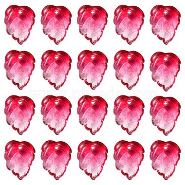 Hot Pink Leaf Glass Charms