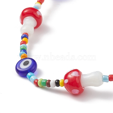 Mushroom Handmade Lampwork Beaded Necklaces for Women(NJEW-JN03983)-4