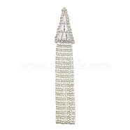 Brass Rhinestone Pendants, Tassel, Silver, 113x18x4mm, Hole: 1.6mm(KK-I715-10S-01)