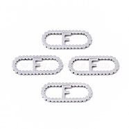 201 Stainless Steel Links Connectors, Laser Cut, Oval with Letter, Stainless Steel Color, Letter.F, 15x6x1mm, Hole: 4x5~7mm(STAS-N091-41F)