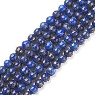 Natural Lapis Lazuli Beads Strands, Grade A, Round, 6mm, Hole: 1mm, about 62pcs/strand, 15 inch(G-G423-6mm-A)