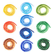 Pandahall 10 Strands 10 Colors Transparent Glass Beads Strands, Segmented Multi-color Beads, Faceted, Round, Mixed Color, 2mm, Hole: 0.5~0.6mm, about 184~211pcs/strand, 15.28~15.75 inch(38.8~40cm), 1 Strand/color(GLAA-TA0001-77)
