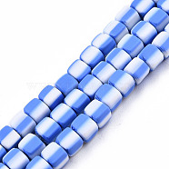 Handmade Polymer Clay Beads Strands, Cube, Cornflower Blue, 5x5x4.5mm, Hole: 2mm, about 85~86pcs/strand, 15.83 inch~16.06 inch(40.2~40.8cm)(CLAY-N010-074-04)