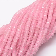 Dyed Natural Malaysia Jade Rondelle Beads Strands, Faceted, Pearl Pink, 4x2~3mm, Hole: 1mm, about 115pcs/strand, 14 inch(G-E316-2x4mm-32)