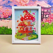 Mushroom House DIY Photo Frame Diamond Painting Kit, Including Resin Rhinestones Bag, Diamond Sticky Pen, Tray Plate and Glue Clay and Photo Frame, Red, 220x170mm(PW-WG45554-06)