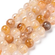 Natural Yellow Hematoid Quartz/Golden Healer Quartz Beads Strands, Round, 8.5mm, Hole: 1.2mm, about 46pcs/strand, 14.96''(38cm)(G-E571-05A)