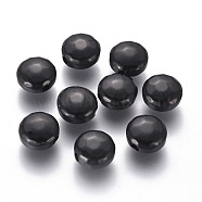 304 Stainless Steel Beads, Faceted, Flat Round, Electrophoresis Black, 8.5x4.5mm, Hole: 1.8mm(STAS-F225-18-B)