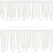 Plastic Beaded Trin, Clothes Accessories Decoration, Tassel, White, 54~67x8mm, 1 yard/box(OCOR-BC0002-19)