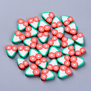 Handmade Polymer Clay Cabochons, Fashion Nail Art Decoration Accessories, Imitation Food Style, Sushi, Salmon, 9.5~12x9.5~11x2mm, about 200~250pcs/50g(X-CLAY-N006-12)