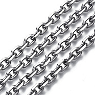Unwelded Iron Cable Chains, Diamond Cut Chains, with Spool, Gunmetal, 8.8x6.2x1.7mm, about 32.8 Feet(10m)/roll(CH-S125-20B-01)