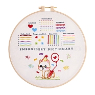 DIY Embroidery Kit, including Embroidery Needles & Thread, Linen Cloth, Cat Shape, 290x290mm(DIY-P077-154)