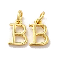 Brass Pendants, with Jump Ring, Letter B, 10x7x1.5mm, Ring: 5x1mm, inner diameter: 3mm(KK-M273-03G-B)