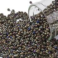 TOHO Round Seed Beads, Japanese Seed Beads, (614) Matte Color Iris Brown, 11/0, 2.2mm, Hole: 0.8mm, about 1110pcs/bottle, 10g/bottle(SEED-JPTR11-0614)