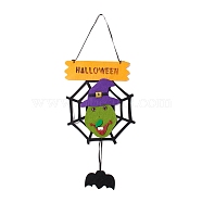 Halloween Theme Felt Cloth Hanging Door Signs, Wall Decoration, Decorative Props for Indoor, Outdoor, Spider Web & Bat, Black, 650mm(HJEW-B005-02)