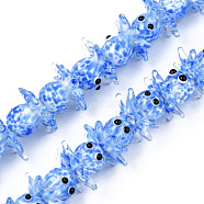 Handmade Bumpy Lampwork Beads Strands, Octopus, Cornflower Blue, 15~20x22~24x22~24mm, Hole: 1.6mm, about 30pcs/strand, 17.72 inch~21.65 inch(45~55cm)(LAMP-N021-37A)