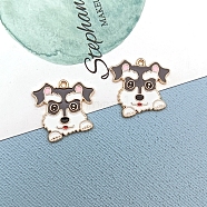 Alloy Enamel Puppy Pendants, Cute Dog Charms, Slate Gray, 22x23mm(PW-WG22495-03)