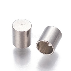 201 Stainless Steel Cord End Caps, Column, Stainless Steel Color, 6x5mm, Hole: 4mm(STAS-P239-08P)