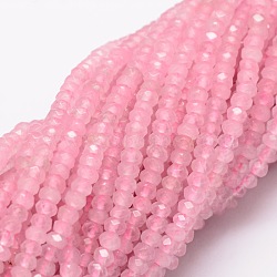 Dyed Natural Malaysia Jade Rondelle Beads Strands, Faceted, Pearl Pink, 4x2~3mm, Hole: 1mm, about 115pcs/strand, 14 inch(G-E316-2x4mm-32)