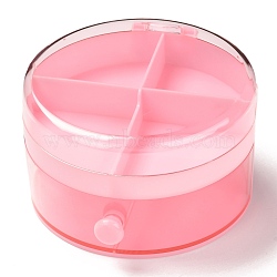 Round Plastic Jewelry Boxes, Double Layer with Transparent Cover, Pink, 11.9x7.1cm, 5 compartments/box(OBOX-F006-08)