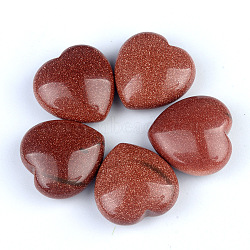 Synthetic Goldstone Healing Stones, Heart Stones, Pocket Palm Stones for Reiki Balancing, 30x30mm(PW-WGA91AE-23)