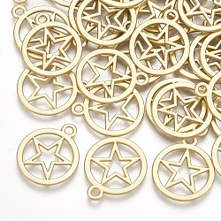 Smooth Surface Alloy Pendants, Ring with Star, Matte Gold Color, 18.5x15.5x1mm, Hole: 1.8mm(PALLOY-S117-155)