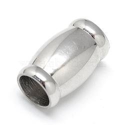 201 Stainless Steel Magnetic Clasps, Barrel, Stainless Steel Color, 19x11.5mm, Hole: 8mm(STAS-T008-202)