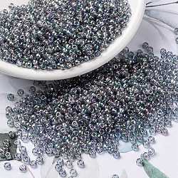 MIYUKI Round Rocailles Beads, Japanese Seed Beads, 8/0, (RR2444) Transparent Blue Gray Rainbow Gold Luster, 3mm, Hole: 1mm, about 2111~2277pcs/50g(SEED-X0055-RR2444)