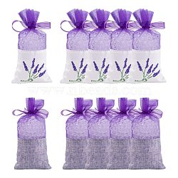 20Pcs 2 Style Lavender Sachet Empty Bag Mesh Stitching Beam Pocket, For Storage Dry Flowers Seeds, with Ribbon, Dark Orchid, Mixed Patterns, 15.5~16.5x7~7.5cm, 10pcs/style(OP-LS0001-02)