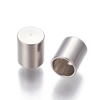 201 Stainless Steel Cord End Caps, Column, Stainless Steel Color, 6x5mm, Hole: 4mm