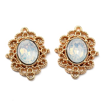 Golden Plated Alloy Oval Connector Charms, with Plastic Imitation Opalite, Alice Blue, 21.5x17.5x4mm, Hole: 1mm