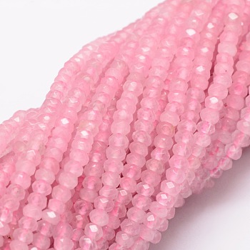 Dyed Natural Malaysia Jade Rondelle Beads Strands, Faceted, Pearl Pink, 4x2~3mm, Hole: 1mm, about 115pcs/strand, 14 inch