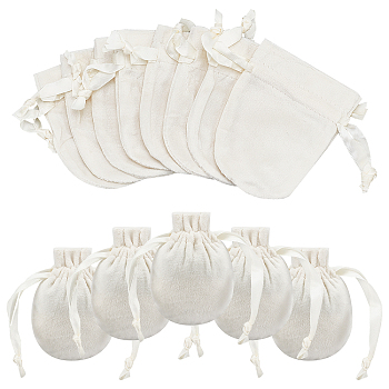 Velvet Jewelry Pouches Bags, Gift Bag, White, 10cm