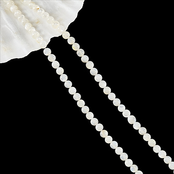 Natural White Shell Beads Strands, Mother of Pearl Shell Bead, Round, Antique White, 3.5mm, Hole: 0.5mm, about 112pcs/strand, 15.35''(39cm)