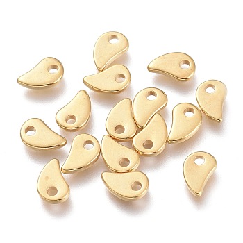 201 Stainless Steel Charms, Magatama, Golden, 5.5x3.5x1mm, Hole: 1mm