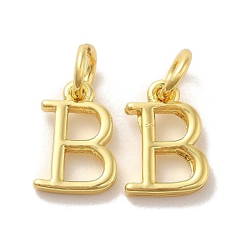 Brass Pendants, with Jump Ring, Letter B, 10x7x1.5mm, Ring: 5x1mm, inner diameter: 3mm