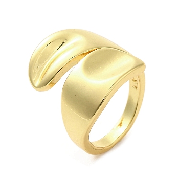 Rack Plating Brass Finger Ring, Cuff Ring, Long-Lasting Plated, Cadmium Free & Lead Free, Real 18K Gold Plated, US Size 5(15.7mm)