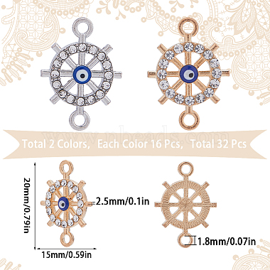 32Pcs 2 Colors Alloy Crystal Rhinestone Connector Charms(FIND-SC0006-53)-2
