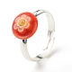 Flower Flat Round Millefiori Glass Adjustable Ring(RJEW-JR00407)-2