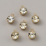 Brass Micro Pave Cubic Zirconia Charms, Round, Golden, 8.5x6x5mm, Hole: 1mm(X-KK-WH0062-112D-G)