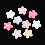 Plastic Beads, Imitation Jelly, Flower, AB Color Plated, Mixed Color, 13.5x14.5x6.5mm, Hole: 2.5mm, about 1000pcs/500g(KY-N026-12)