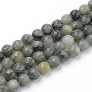 Natural Green Line Jasper Beads Strands, Faceted, Round, 8~8.5mm, Hole: 1mm, about 47pcs/strand, 15.5 inch(X-G-Q462-102-8mm)