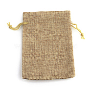 Polyester Imitation Burlap Packing Pouches Drawstring Bags, for Christmas, Wedding Party and DIY Craft Packing, Peru, 14x10cm(ABAG-R005-14x10-15)