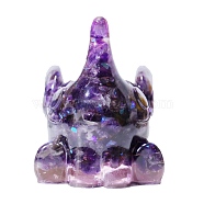 Resin Elephant Display Decoration, with Natural Amethyst Chips inside Statues for Home Office Decorations, 55x55x75mm(PW-WG81774-02)