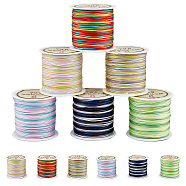 SUPERFINDINGS 6 Rolls 6 colors 50M Segment Dyed Nylon Chinese Knotting Cord, for DIY Jewelry Making, Mixed Color, 0.8mm, about 54.68 Yards(50m)/roll, 1 roll/color(NWIR-FH0001-05)