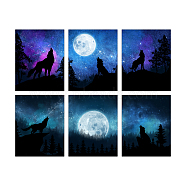 Chemical Fiber Oil Canvas Hanging Painting, Home Wall Decoration, Rectangle, Wolf Pattern, 200x250mm, 6 style, 1pc/style, 6pcs/set.(AJEW-WH0173-113)