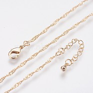Long-Lasting Plated Brass Chain Necklaces, with Lobster Claw Clasp, Nickel Free, Real 18K Gold Plated, 18.1 inch (46cm), 1.5mm(NJEW-K112-11G-NF)