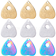 12Pcs 3 Colors 304 Stainless Steel Pendants, Heart with Cat Charms, Mixed Color, 25x22x1.4mm, Hole: 2mm, 4pcs/color(STAS-SC0005-45)