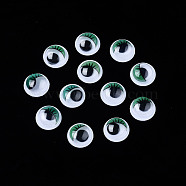 Colors Wiggle Googly Eyes Cabochons, With Eyelash Pattern, DIY Scrapbooking Crafts Toy Accessories, Green, 10x3mm(KY-Q050-A01)
