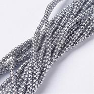 Non-Magnetic Synthetic Hematite Beads Strands, Round, Silver, 2mm, Hole: 0.6mm, about 223pcs/strand, 15.7 inch(G-G094-2mm)
